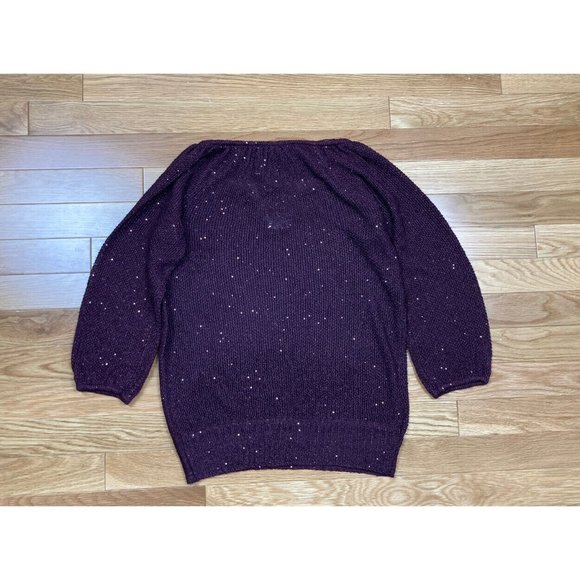 *New INC International Concepts Open Knit Sequin Sweater Womens Size XS Burgundy - Picture 2 of 9